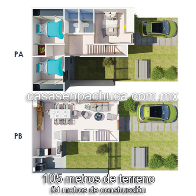 plano casas en venta en pachuca hidalgo infonavit 3 recmaras