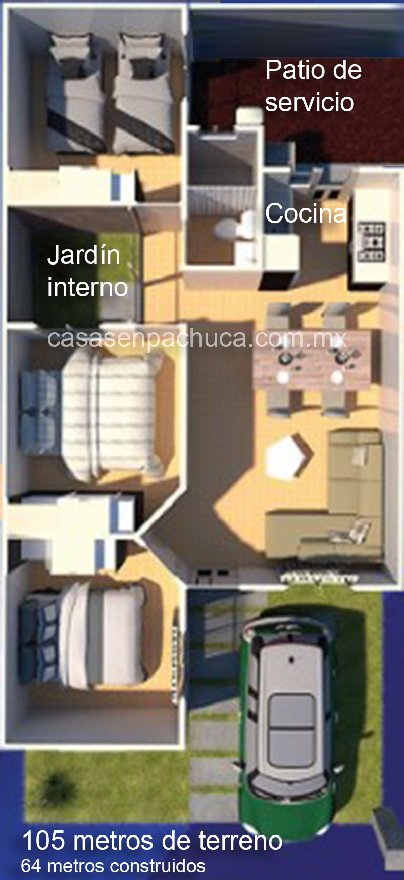 casas en pachuca en venta infonavit 3 recámaras plano