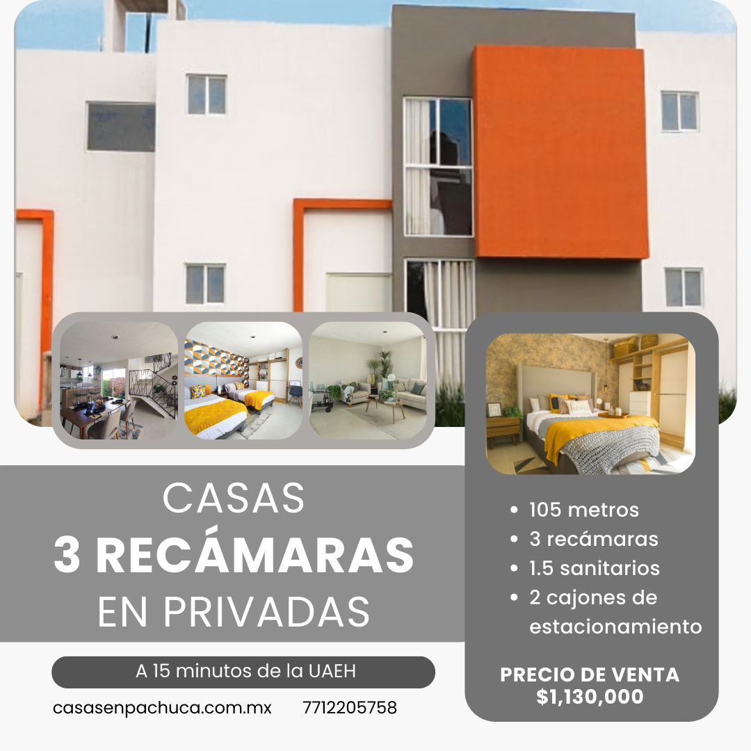 casas en pachuca en venta 3 recámaras 2 cajones de estacionamiento